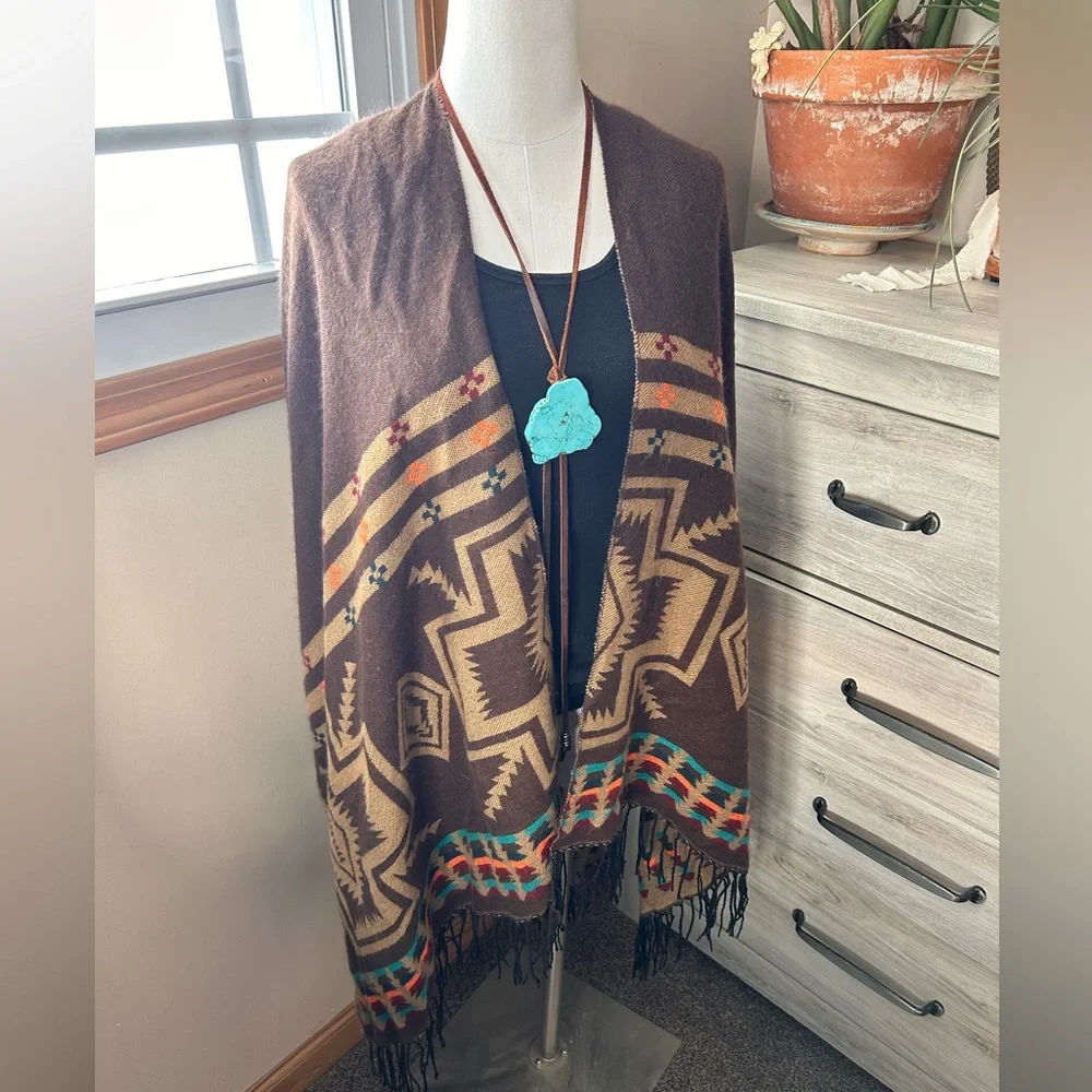 Boho-Aztec Reversible Shawl - Picture 5 of 6
